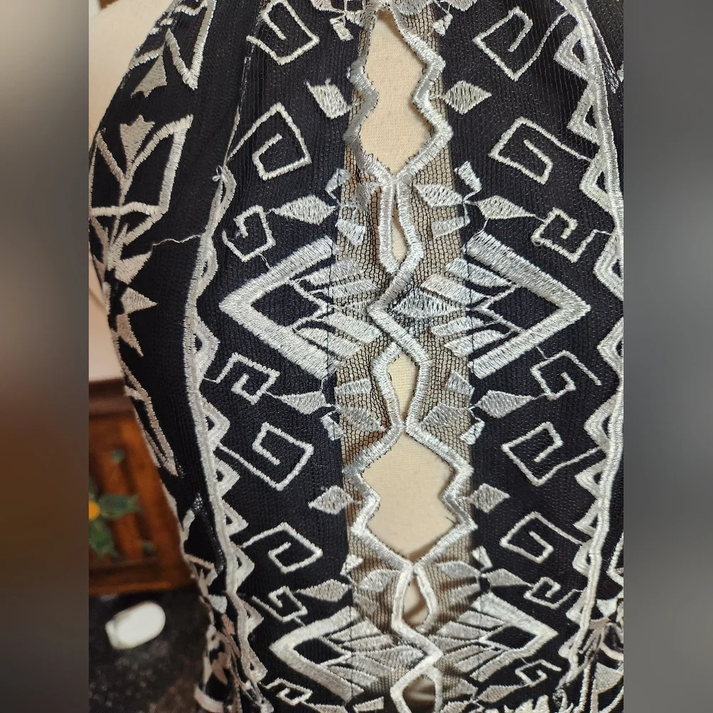 Jen's Pirate Booty Starlight Mini Black And Silver Halter Dress Size Small - Picture 8 of 13